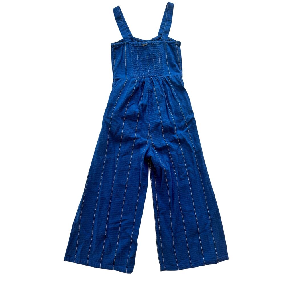 Billabong Paint The Town Jumpsuit XS Blue Striped Wide Leg Cotton Cropped - Picture 4 of 16